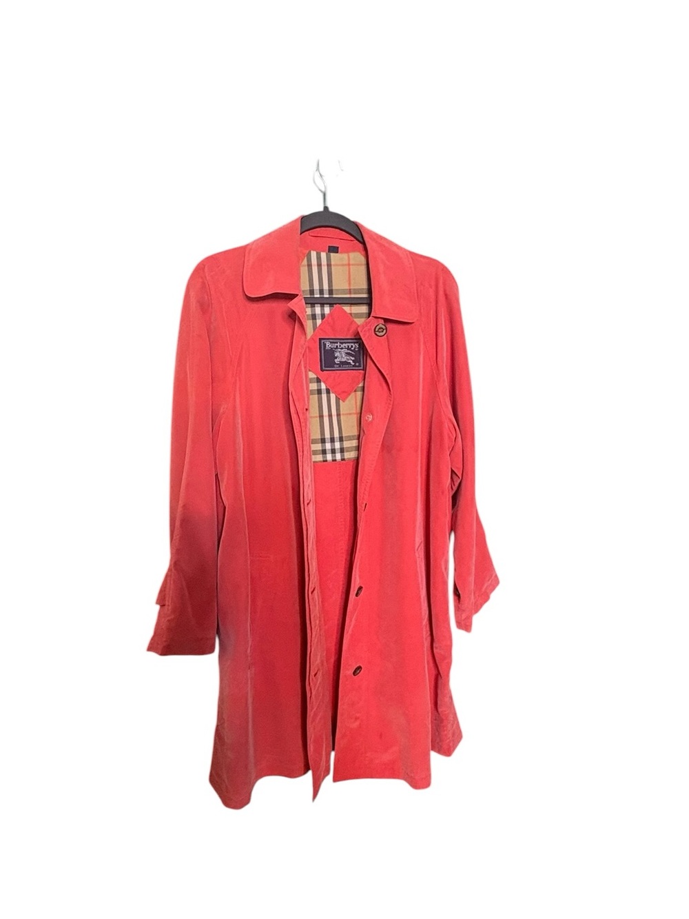 Burberry Fall Red Trench Coat with Classic Check Lining & Pockets sz XS - Picture 9 of 15